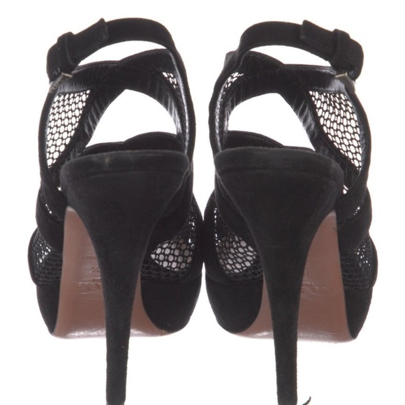 ALAÏA Black Suede Mesh Cutout Slingback Heels | IT 36.5 (US 6.5) | Sculptural - Picture 4 of 5